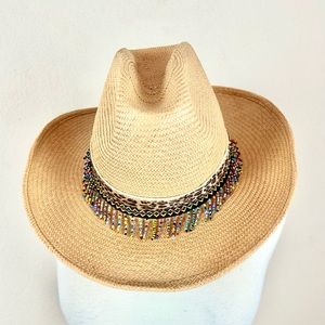 Vintage Cache Beaded & Embellished Straw Hat